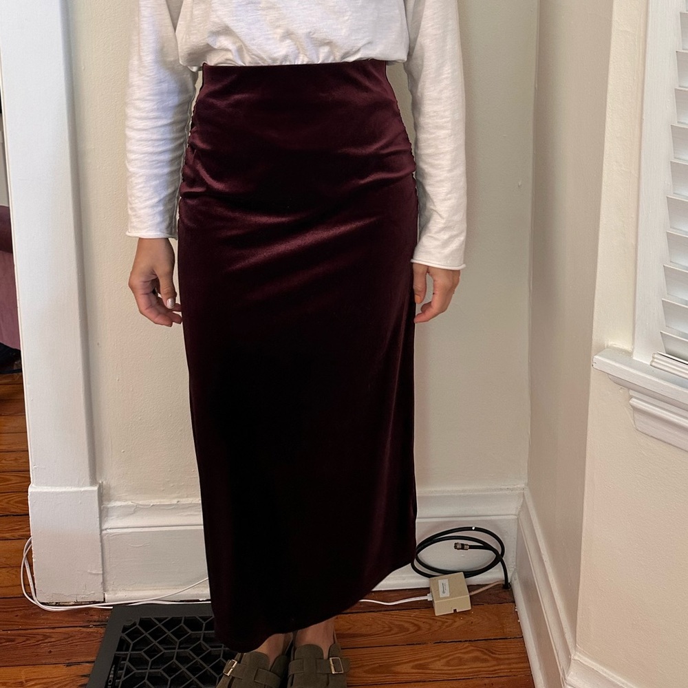 Old Navy Deep Red Velvet Maxi Skirt